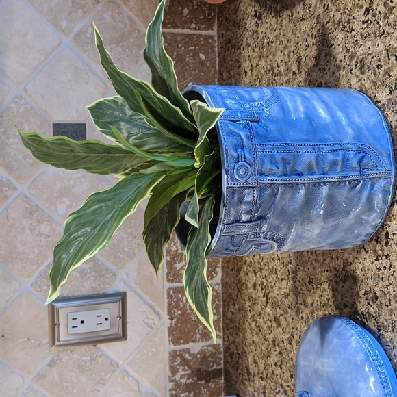 Vintage 1977 Sittre Ceramic Jean/Denim Large Canister Country Cottage Core - Picture 10 of 12